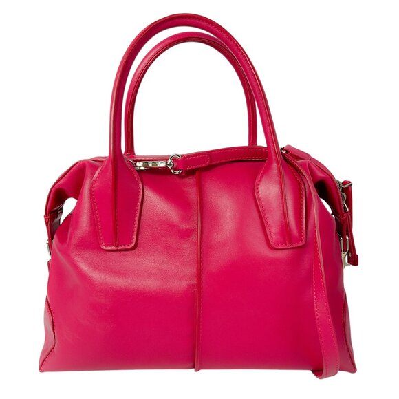 Tod's Fuchsia Leather Satchel Handbag - Picture 1 of 15